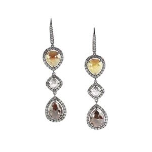 Yellow Gold And Diamond Earrings
